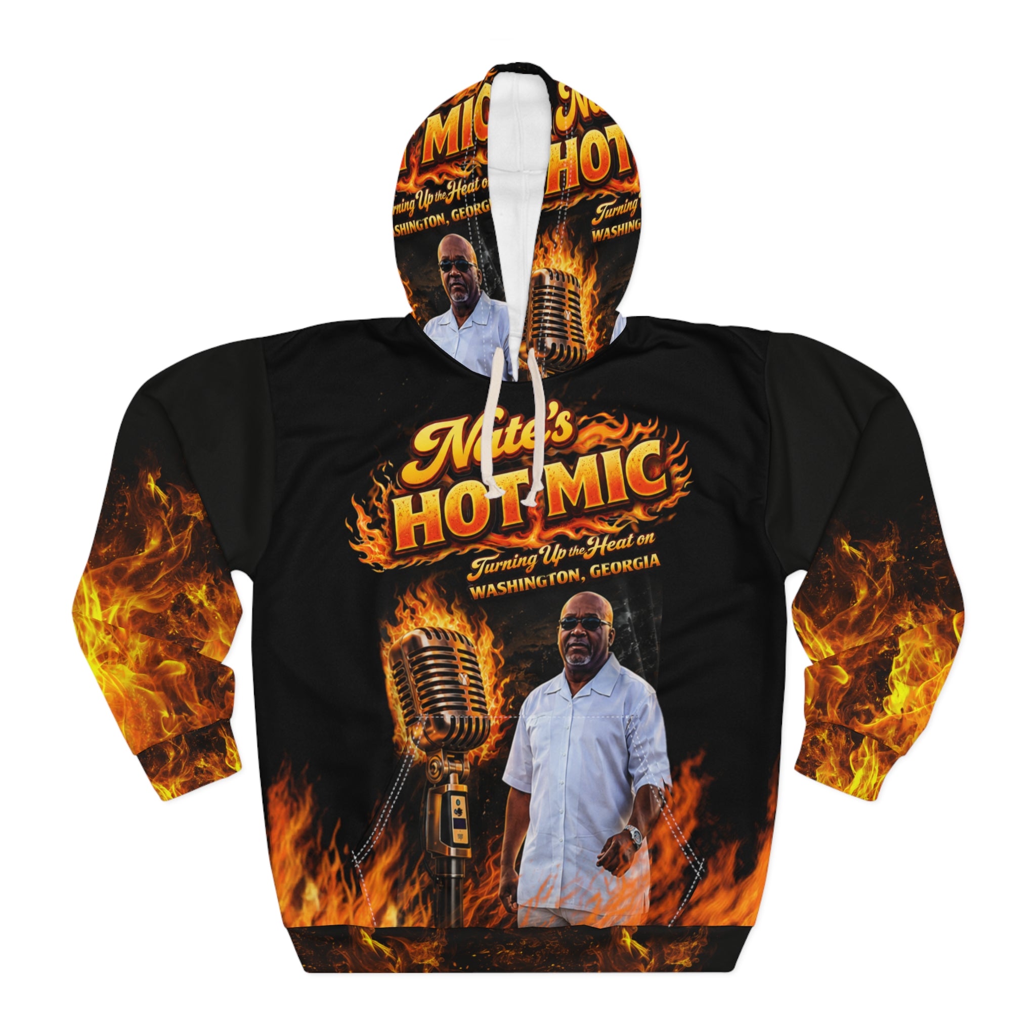 Hoodie — Nate's Hot Mic Flame Logo Pullover ("It Ain't Just a Mic, It's a Movement")